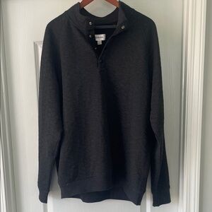 Men's Charcoal Quilted Quarter Button Sweatshirt